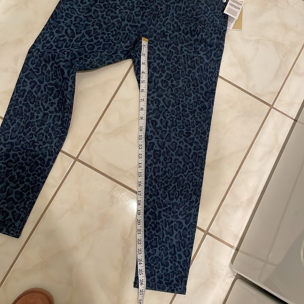 NWT Michael Kors Womens Blue High-Rise Skinny Leopard Denim Jeans Pants Size 6 P - Picture 12 of 13